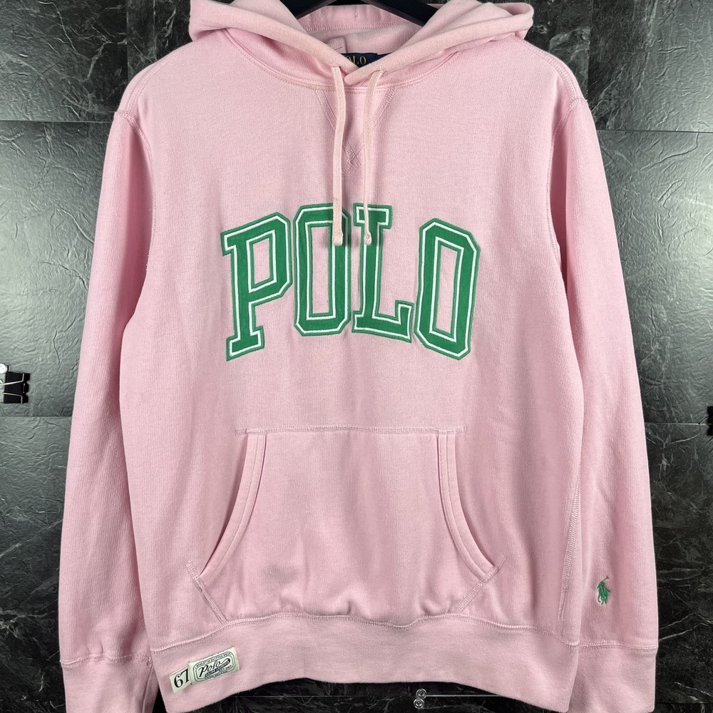 Polo Ralph Lauren Women's Pink Spell Logo Fleece Hoodie Medium